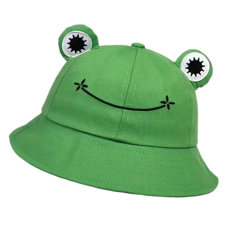 Women's New Frog Bucket Hats Summer Outdoor Cotton Wild Panama Fishing Sun Protection Sunscreen Casual Bob Caps Oasis Select Green