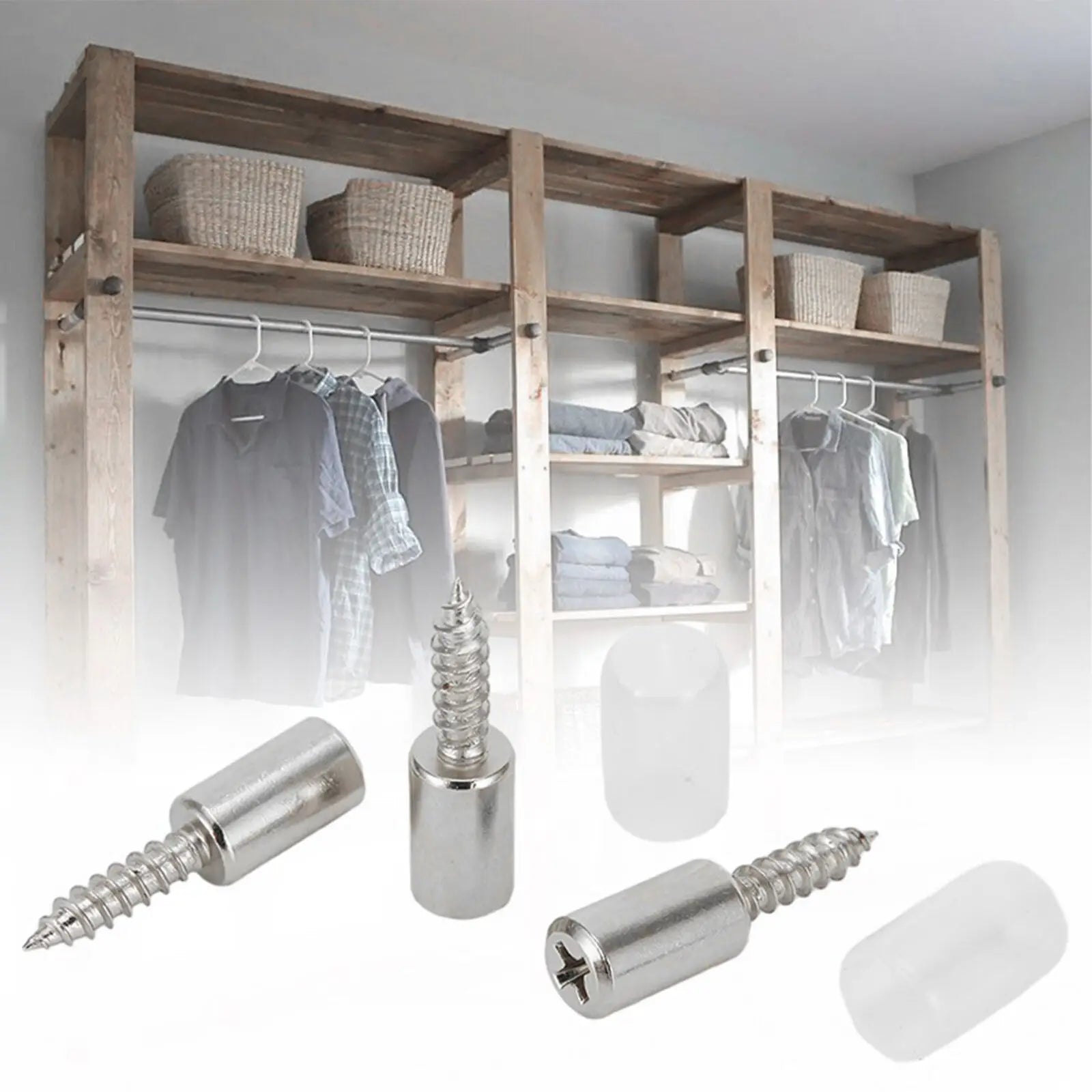 10-120 Set Self-tapping Screws, Shelf Brackets with Anti-slip Sleeves, Wardrobe Divider Fixed Supports, DIY Carpentry Screws Oasis Select
