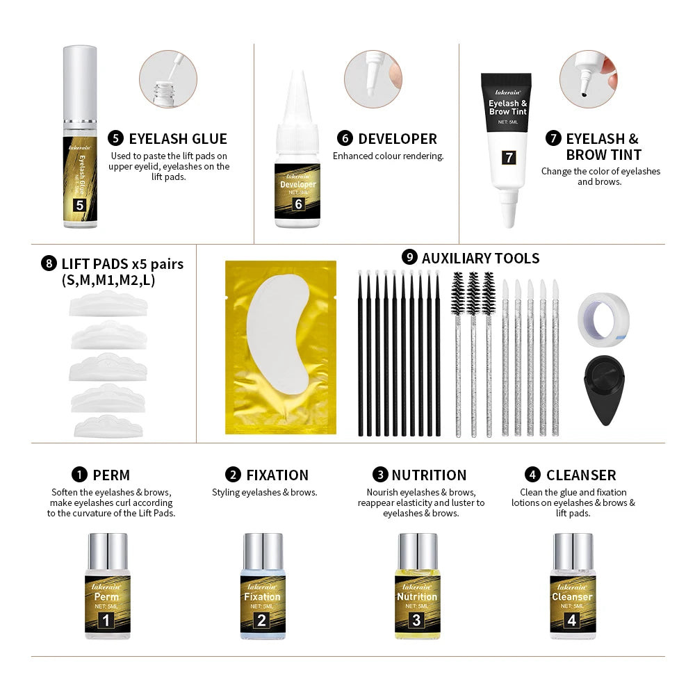 Lash & Brow Lift And Tint Kit Professional Eeylash Curling Brow Dyeing Long Lasting Salon Home Use Makeup Tools Combo Oasis Select
