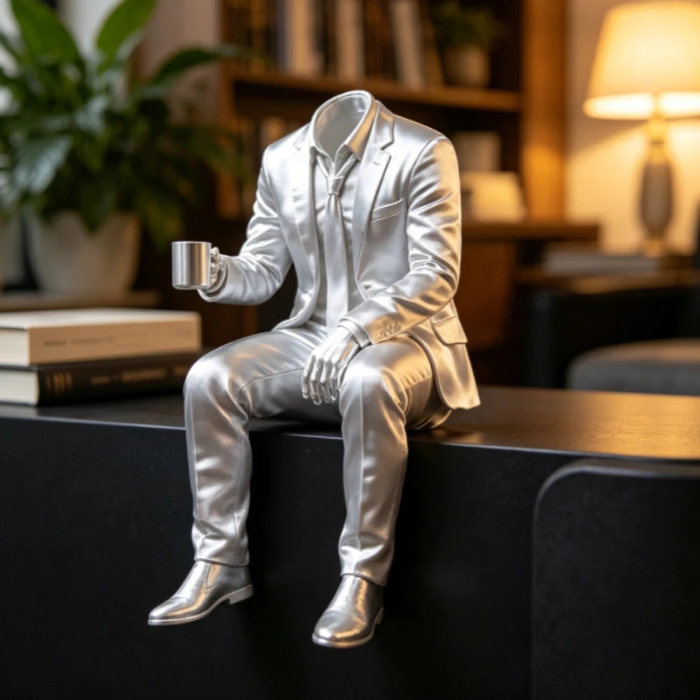 Elegant Coffee Faceless Gentleman Edge Decor Man Sculpture Handcraft Boss Gifts Bookshelf Study Room Ornaments Office Desk Decor Oasis Select