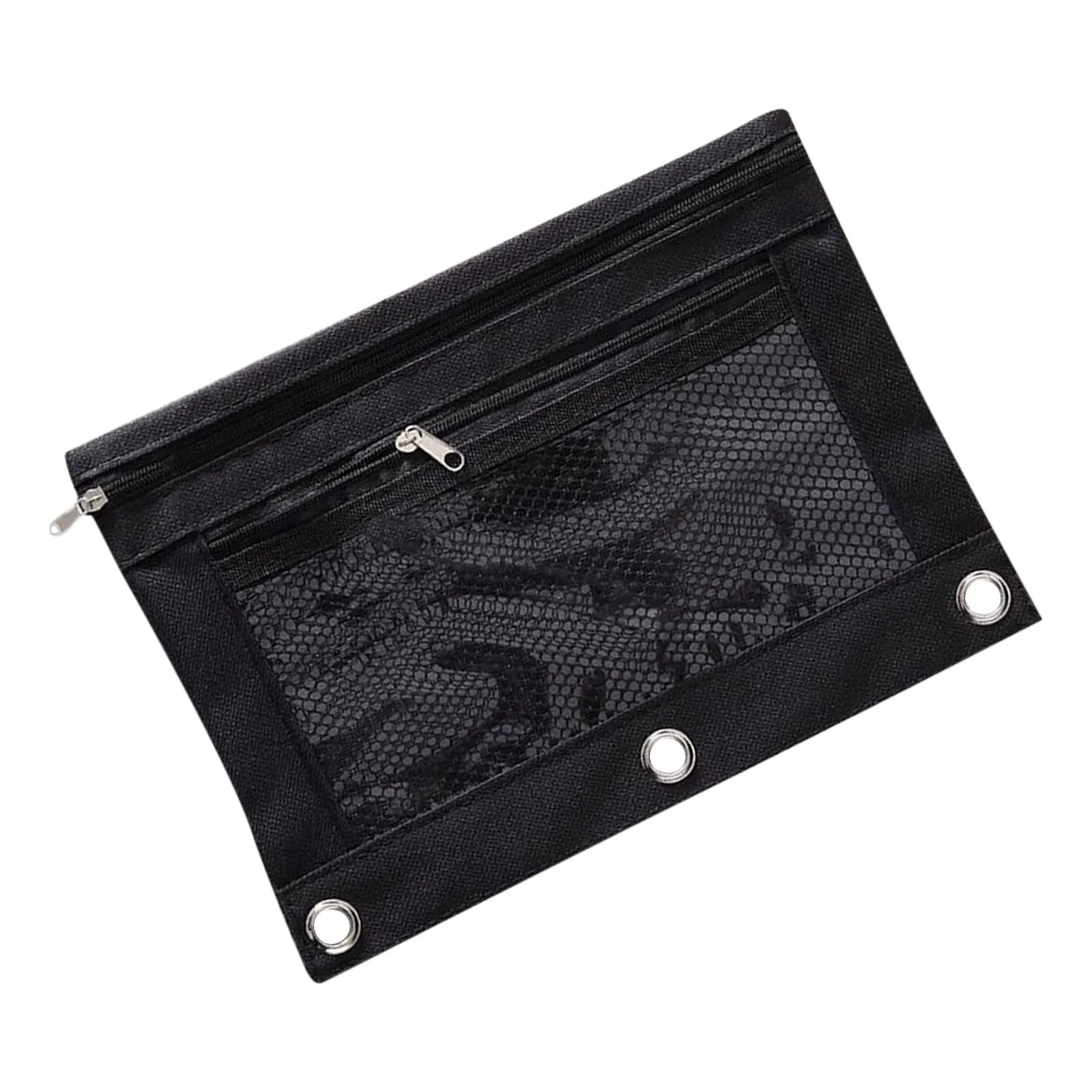 Colorful Double Layer canvas Cloth Zipper Paper File Folder Book Pencil Pen Case Bag File Document Bags Oasis Select black