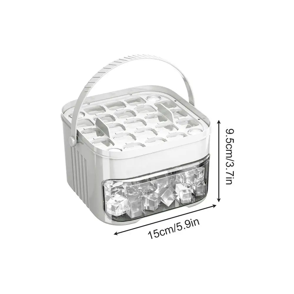 Double Layer Ice Cube Tray with Lid, Bin & Pull-Out Drawer