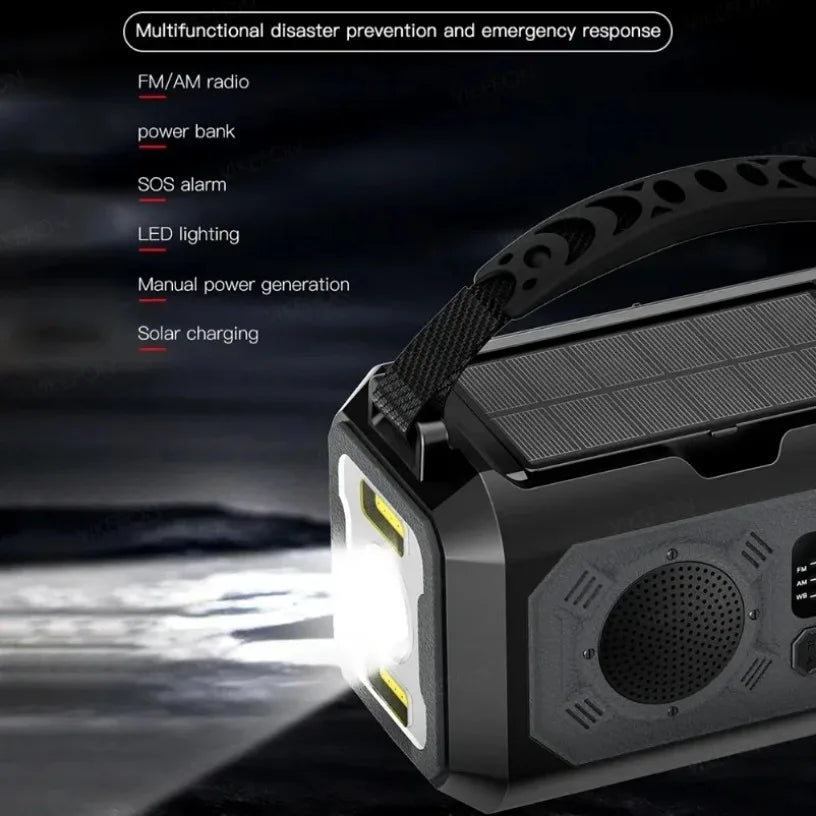 Portable 12000mAh Emergency Radio AM/FM/NOAA Weather Radio Solar Hand Crank Radio Flashlight SOS Alarm Power Bank Reading Lamp Oasis Select