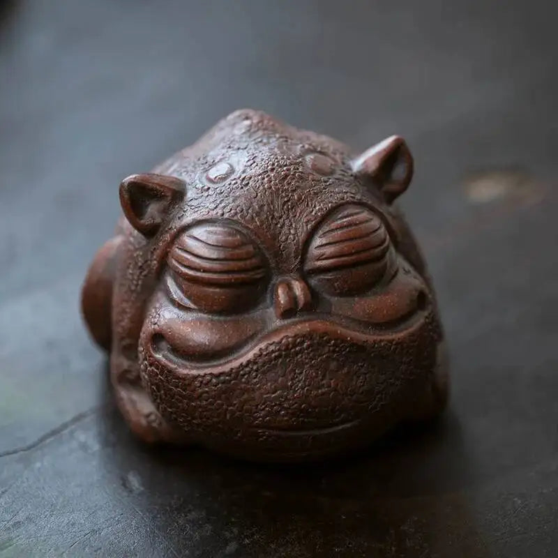 Original Ore Purple Clay Tea Pet Three-legged Golden Toad Gold-tongued Beast Pixiu Small Ornament Sculpture Ceramic Tea Play Oasis Select
