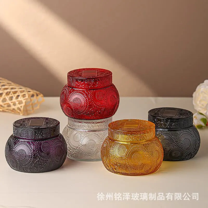 Glass Lid Empty Cup Candle Holder Cute Fragrance Glass Bottle Aromatherapy Candle Container Oasis Select