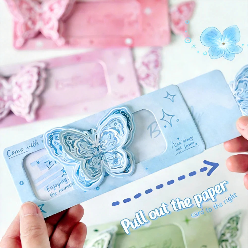 3D Butterfly Greeting Card Pull-Tab Surprise Letter with Envelope Birthday Card for Her Kawaii Cartoon Stationery Gift Bestie Oasis Select