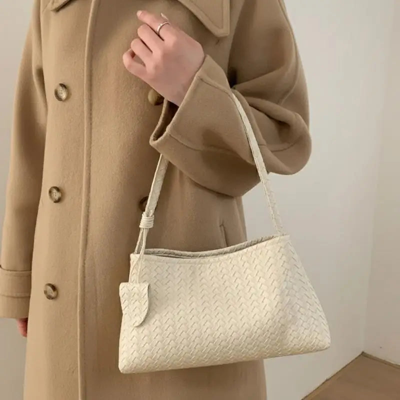 Retro Woven PU Shoulder Bag | Lightweight Magnetic Clasp