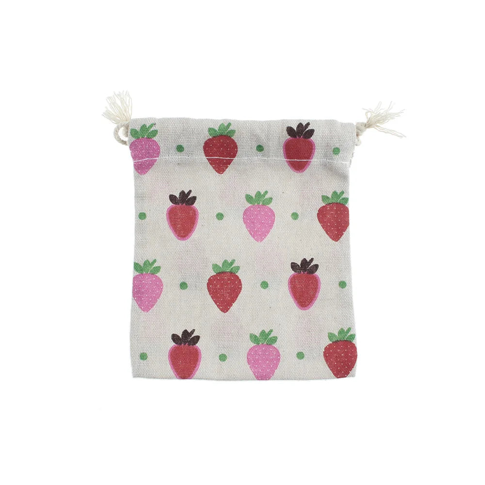 Cotton Linen Drawstring Gift Bags | Printed Patterns, 3 Sizes