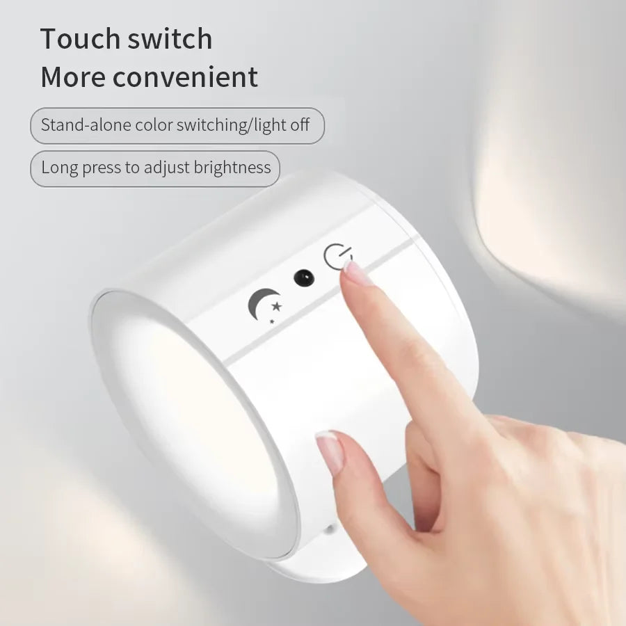 USB Rechargeable Wall Light 360° Rotatable Magnetic Wall Lamp with Remote Control LED Double Sided Wall Lamp for Bedroom Hallway Oasis Select