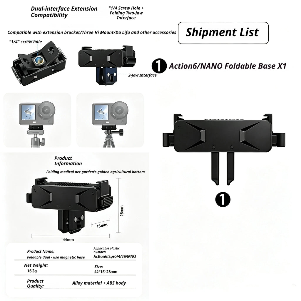 DJI Osmo Nano & Action 6 Magnetic Two-Claw Quick Release Mount
