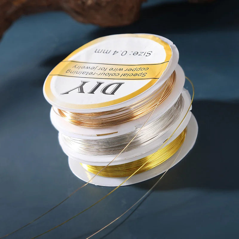 1Roll Silver Copper Wire 0.3/0.4/0.5/0.6/0.8mm Bead Cord for Bracelet Necklace Charm Beading Jewelry Making Supplies and Craft Oasis Select
