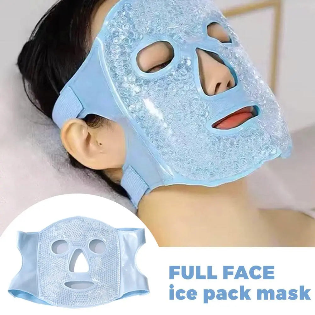 Ice Cold and Hot Heat Full Face Eye Mask New SPA Gel Beads Compress For Dark Circles Puffiness For Women Man Skin Care Tools Oasis Select