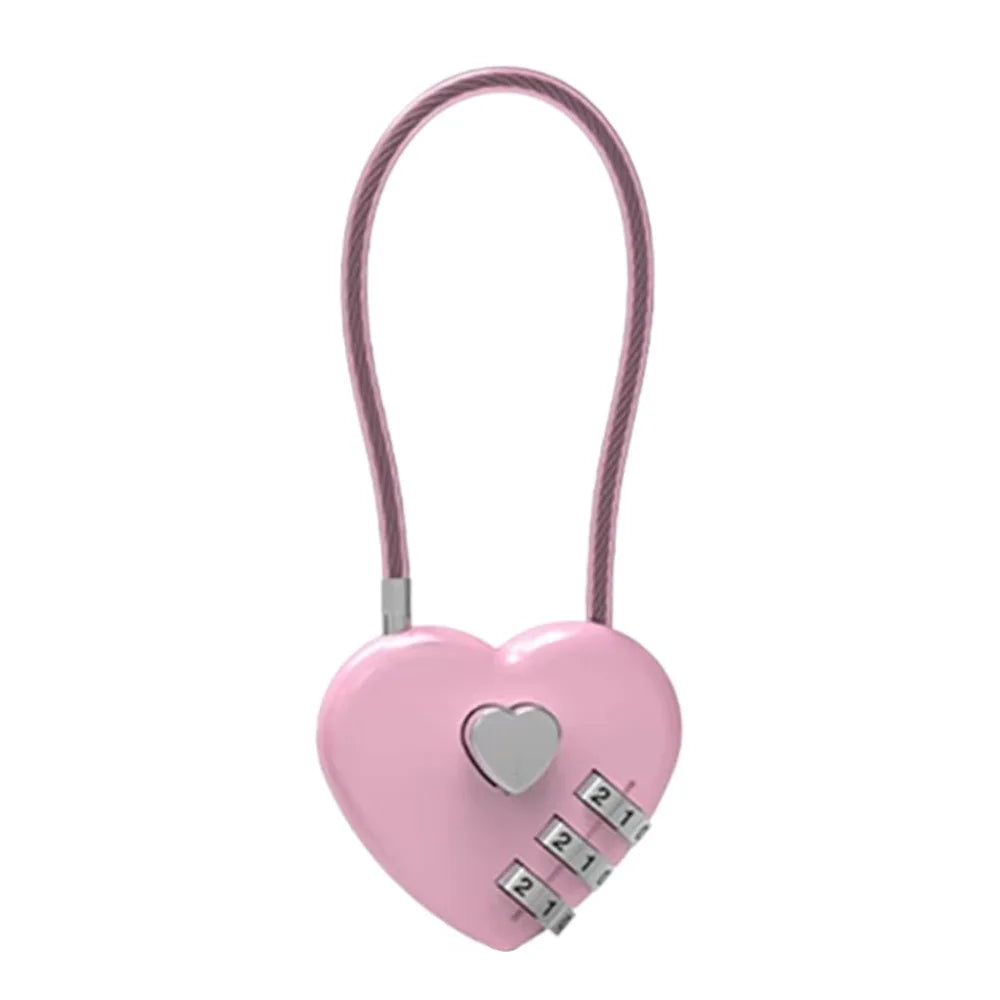 Valentine's Day Heart Style Love Password Lock 3 Digit Password Password Code Padlock Padlock Schoolbag Oasis Select pink