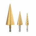 3-Piece HSS Titanium Step Drill Bit Set – Multiple Hole Sizes