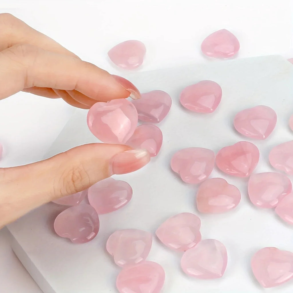 5/10/20/30pcs 20mm Mini Stone Heart shape Crystal Home Decoracion statueNatural Rose Quartz Reiki Healing Gemstone Pocket Gift Oasis Select