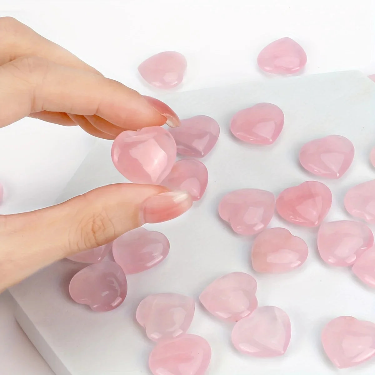 5/10/20/30pcs 20mm Mini Stone Heart shape Crystal Home Decoracion statueNatural Rose Quartz Reiki Healing Gemstone Pocket Gift Oasis Select