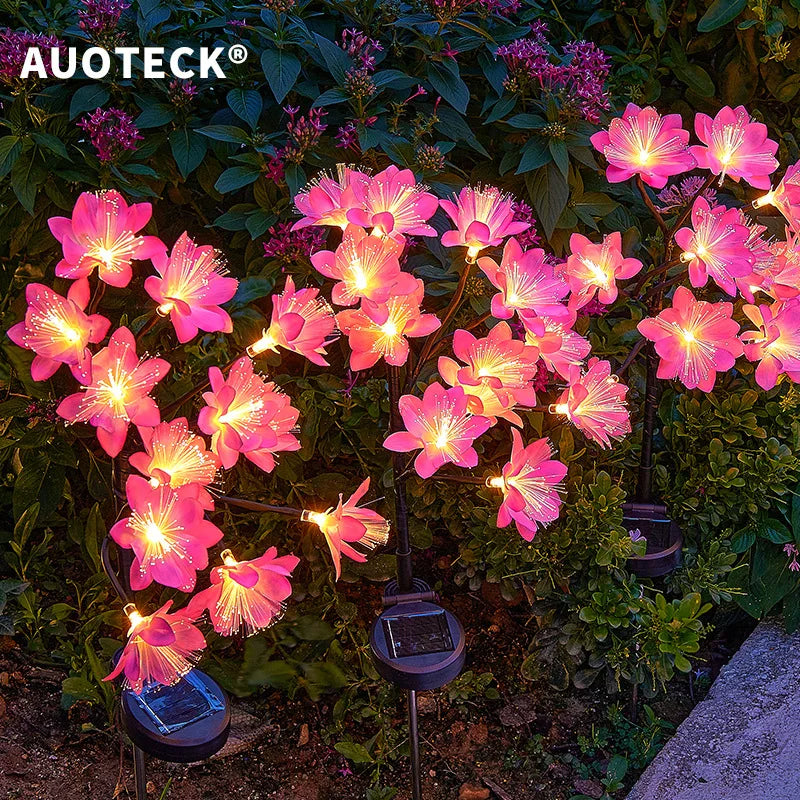 LED Waterproof Solar Simulation Flower Floor Insert Light, Camellia Flower Light, Outdoor Garden Lawn Fiber Optic Flower Light Oasis Select