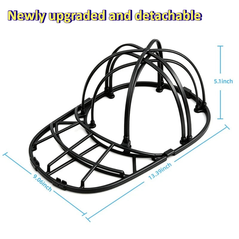 Upgraded 2-Layer Hat Washing Cage + Mesh Laundry Bag Set, Anti-Deformation Baseball Cap Washer Protector Frame, Machine Washable Oasis Select Only black hat rack
