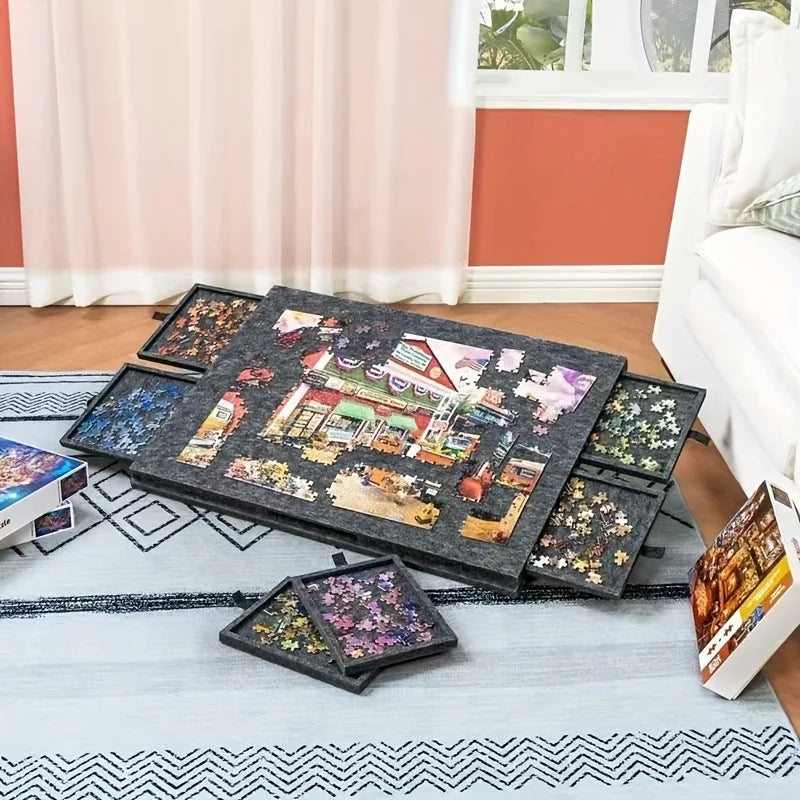 1500pcs Portable Puzzle Desk Decor - Artistic Polyester Fiber Organizer, Decorative Puzzle Storage for Home, Desktop Art Oasis Select