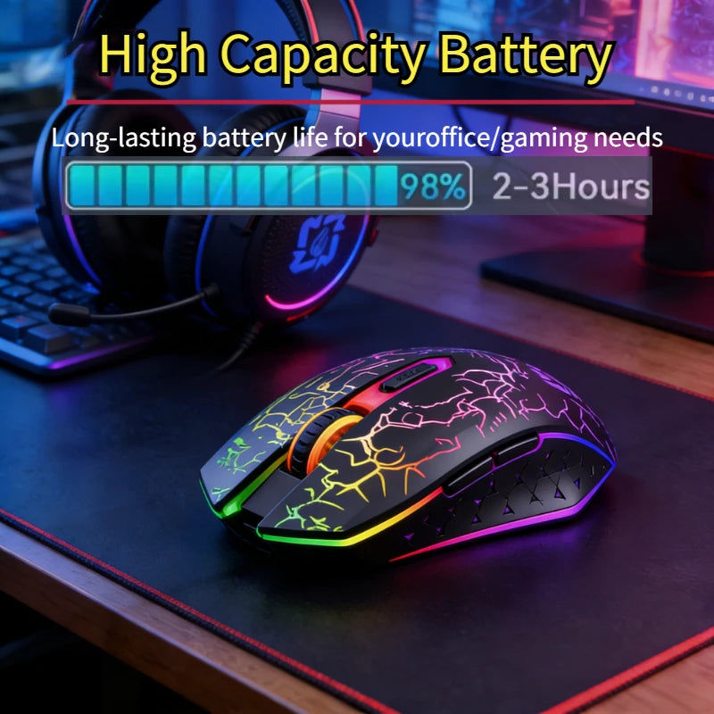 Bluetooth 5.2 Mouse RGB 2.4G Wireless Mouse Dual-Mode Gaming Mouse 6 Buttons Silent Mouse For MacBook Tablet Laptops Computer Oasis Select