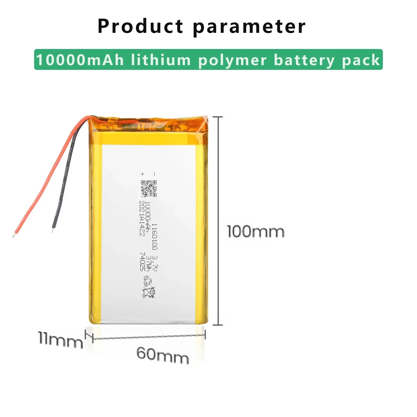1160100 High Capacity 10000mah 3.7V Thickness 11mm Lipo Battery Rechargeable Flat Battery Laptop Batteries Power Bank Oasis Select