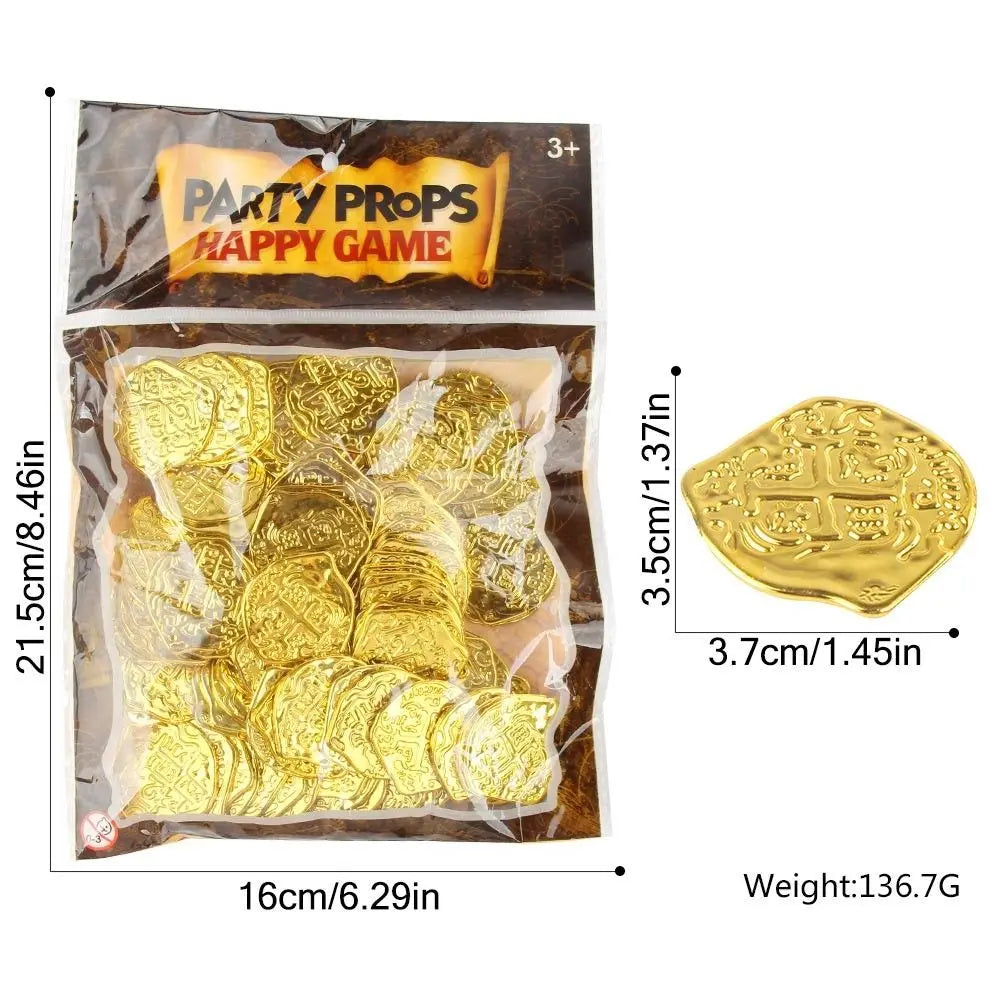 100Pcs Creative Bronze Roman Pirate Gold Coin Halloween Pirate Treasure Coins Plastic Game Currency Toys Party Supplies Oasis Select