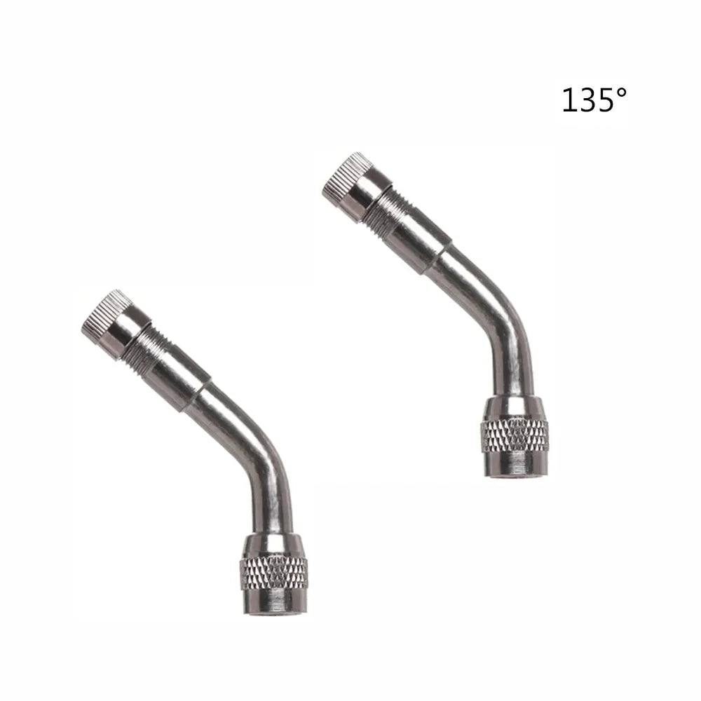 2 Pcs Motorcycle 45 90 135 Degree Angle Bent Valve Adaptor Tyre Tube Valve Extension Adapter for Truck Car Moto Bike Oasis Select Silver-135 2pcs