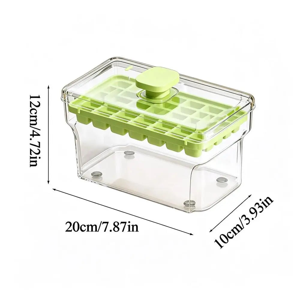 Press Ice Tray Bucket Multifunctional 32 Gride Ice Cubes Mold Ice Maker With One-touch To Release Portable Ice Box Ice Tray Oasis Select Green