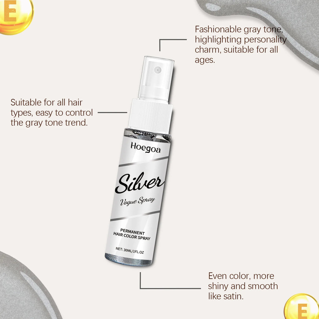 Temporary Gray Hair Dye Spray One-Time Molding Smoky Gray Punk Style Light Color Non-Irritating Unisex Grandma Gray Hair Dye Oasis Select