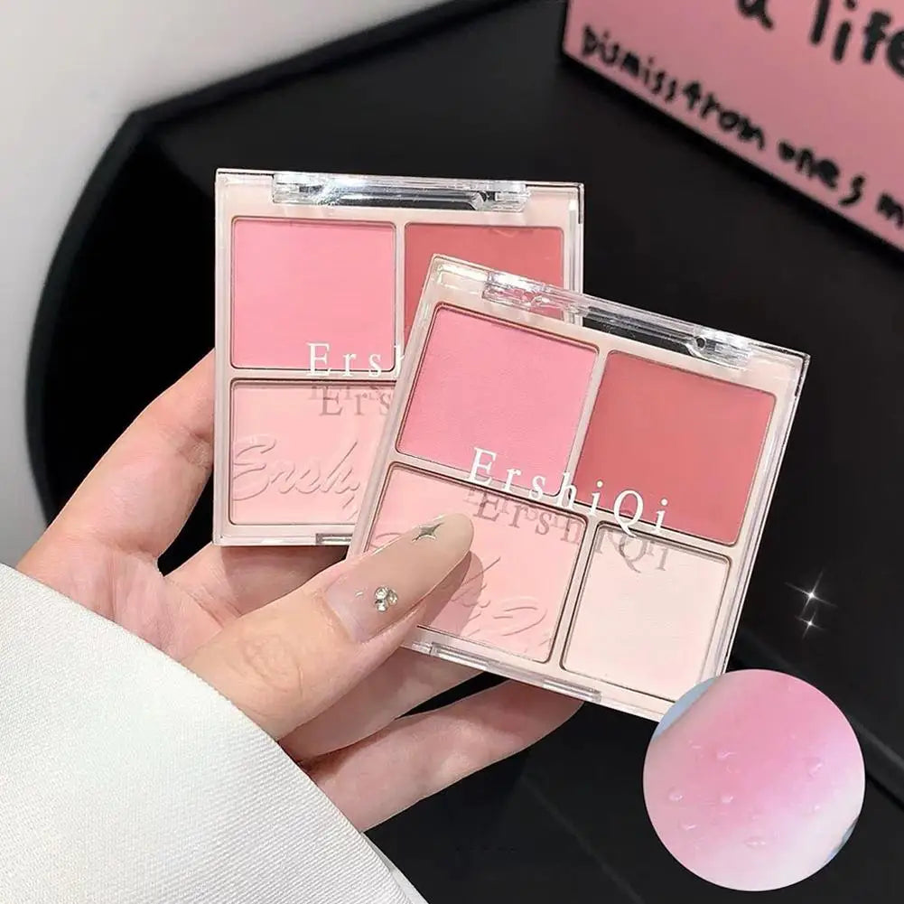 4-Color Matte Blush Palette – Shimmer Pigmented Cheek Makeup Blush Palette Oasis Select