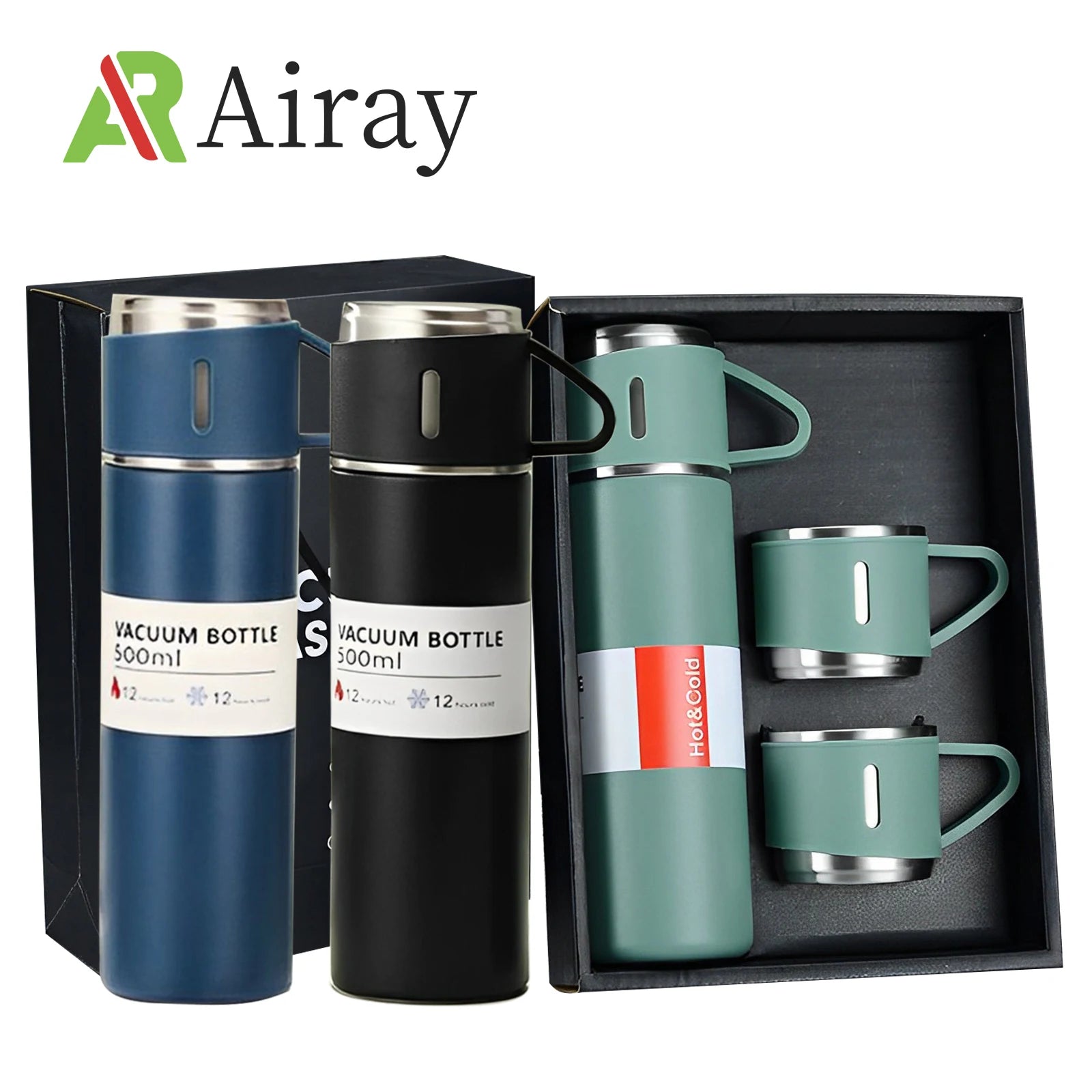 Coffee Thermos Stainless Steel Vacuum-Insulated Water Bottle, 500ml/16.9oz Insulated Bottle with Cup for Hot & Cold Drink Travel Oasis Select