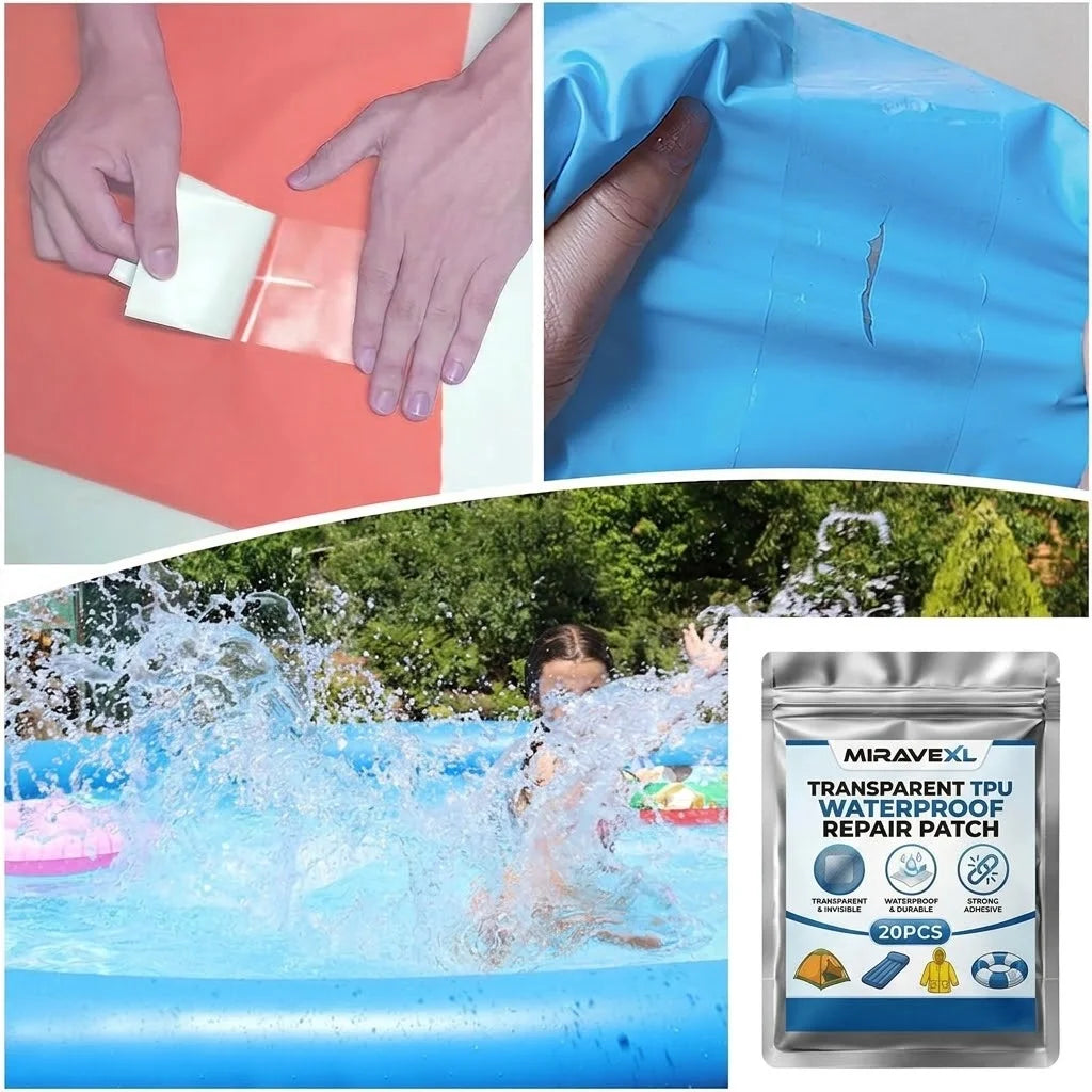 MIRAVEXL Transparent TPU Waterproof Repair Patch 10/20PCS Strong Adhesive Clear Tape forTent Inflatable Boat Raincoat Outdoor A Oasis Select