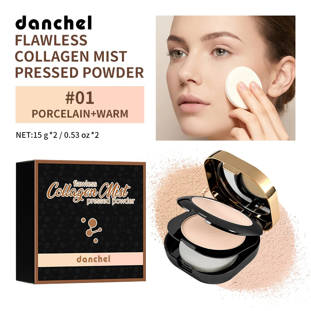 Double Layer Powder Oil Control Long Lasting Sumdge-Proof Concealer Setting Powder Makeup Matte Finish Lightweight Pressed Powde Oasis Select Color 1