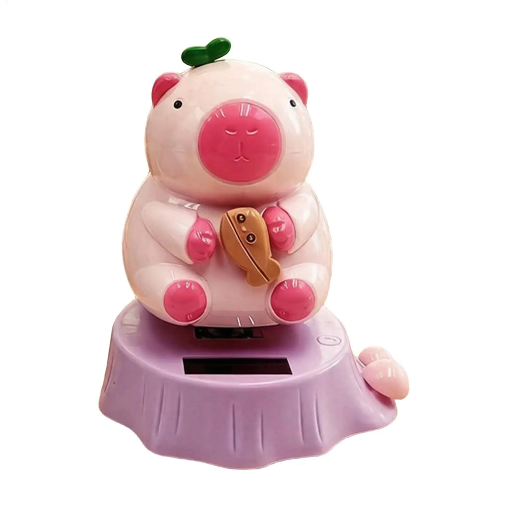 1PC Solar Powered Swinging Capybara Figurines Shaking Head Dashboard Dancing Figures Car Dashboard Decorative Ornaments ﻿ Oasis Select