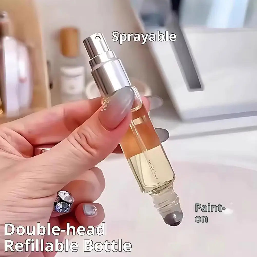 Portable Clear Refillable Bottle with Dual Ends – Sprayer & Roller Tops – Leakproof Essential Oil & Perfume Bottles Containers Oasis Select