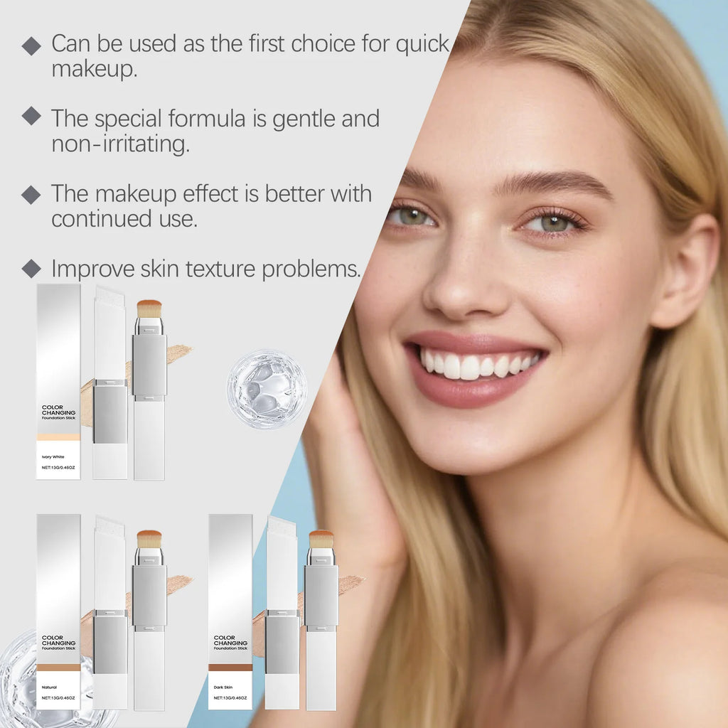 Hoygi 2-in-1 Color-Changing Foundation Stick with Brush Foundation Stick Oasis Select