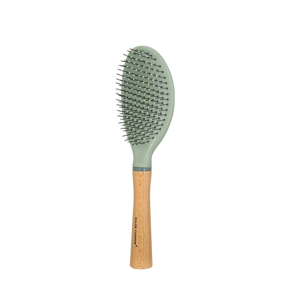 Wooden handle hair comb Hair Curling Brush Anti Static Air Cushion Brush Anti Detangling HairBrush Salon Styling Hair Tools Oasis Select Detangling-green