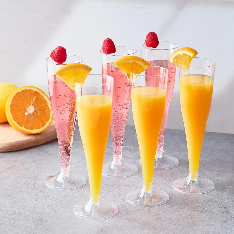 100pcs 5oz Disposable Cups Sparkling Champagne Bar Cups Plastic Champagne Flutes Clear Toasting Glasses for Weddings Party Oasis Select
