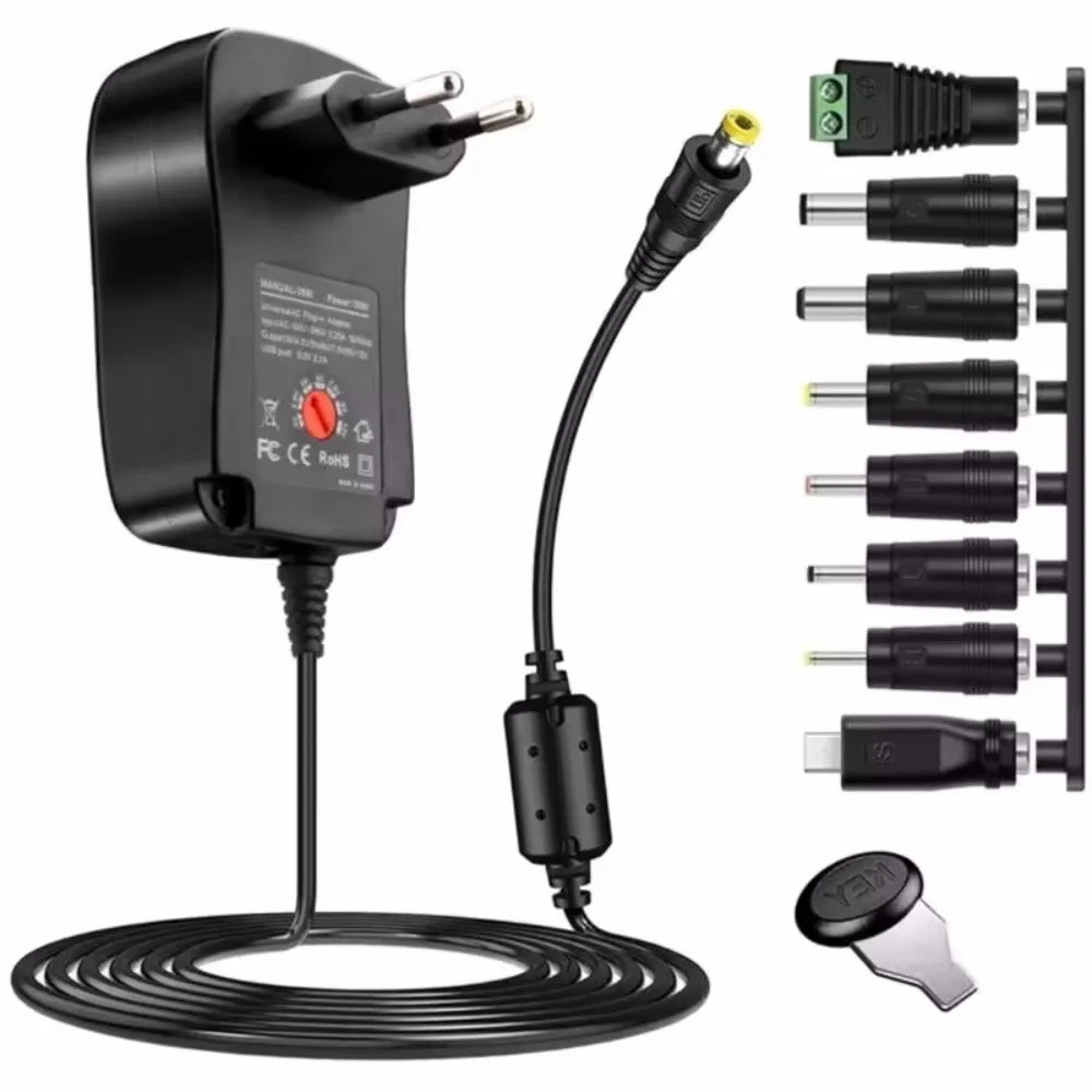 30W Adapter 3V 4.5V 5V 6V 7.5V 9V 12V Adjustable Voltage Power Adapters EU/US USB Universal Charger Supply Converter With 8 Tip Oasis Select