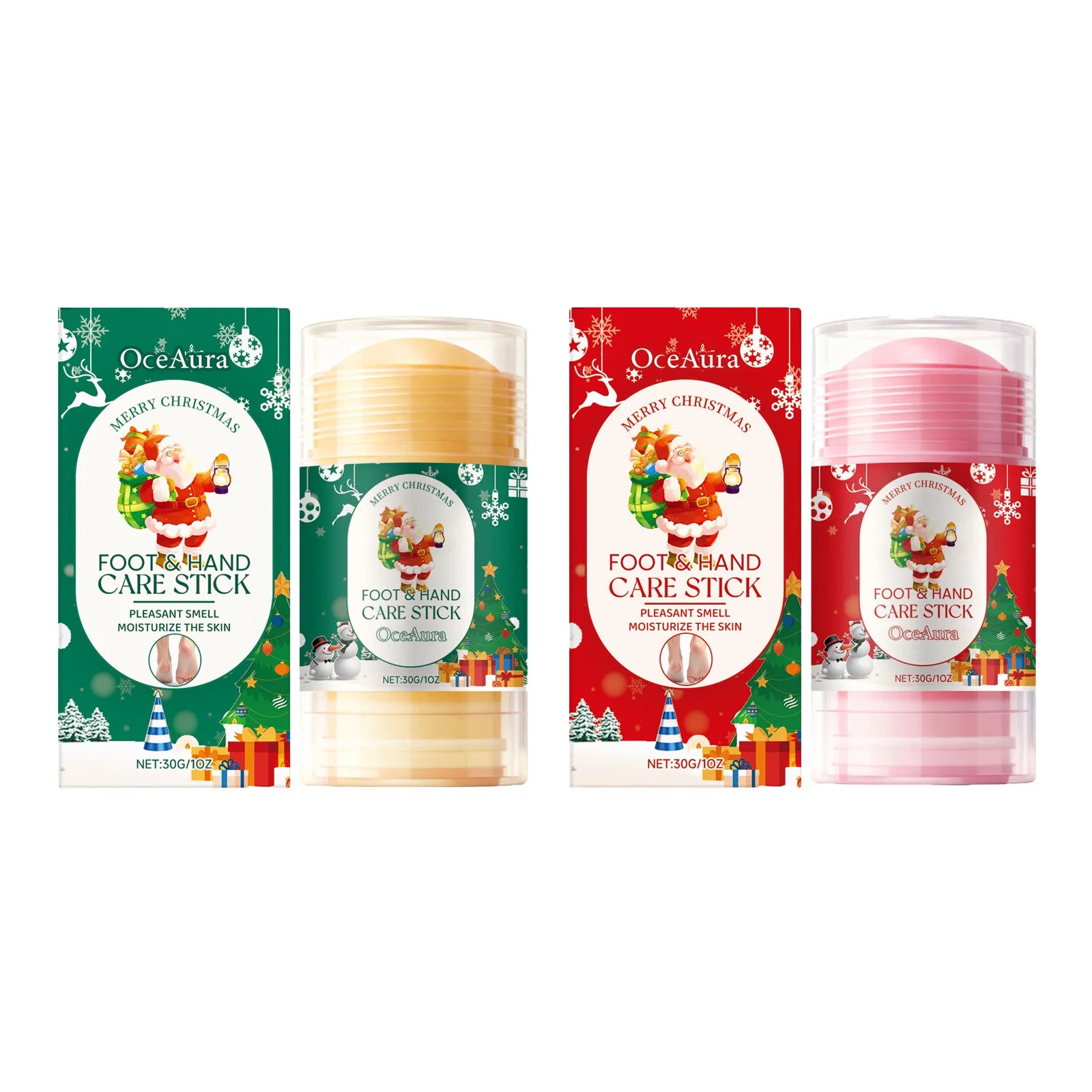 Christmas Urea Hand Foot Care Stick Moisturizing Balm for Dry Cracked Heels Elbows & Knees Gentle Exfoliation Softening Skin Oasis Select 2 IN 1
