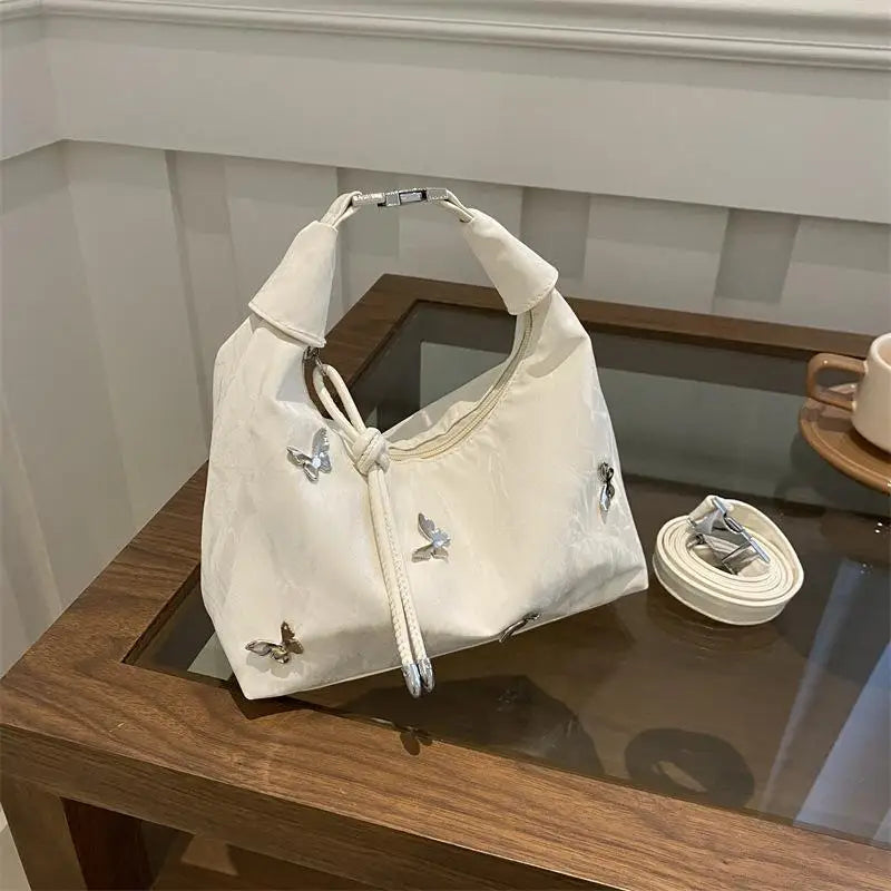 Butterfly Decor Women Shoulder Bag Adjustable Strap Lightweight Daily Hobo Crossbody Bag Versatile For Work Travel Shopping Use Oasis Select A1
