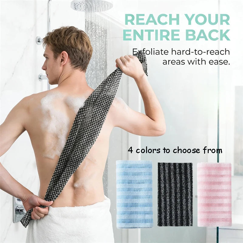 Exfoliating Washcloth Back Scrubber for Shower for Men Silver-ion Multi-Function Foam Bath Towel Ultra-Long Exfoliating Towels Oasis Select
