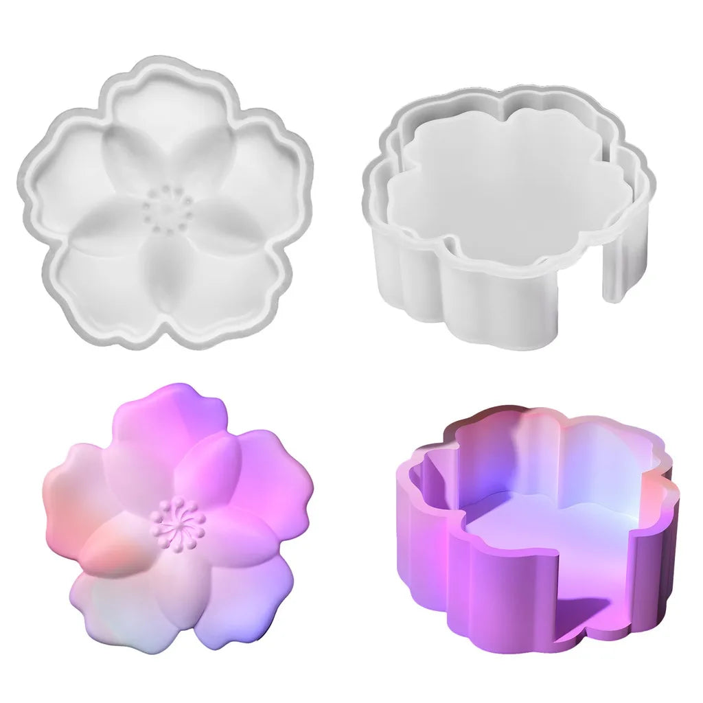 Flower Coaster and Storage Box Silicone Resin Mold for DIY Epoxy Casting Handmade Home Decor Oasis Select