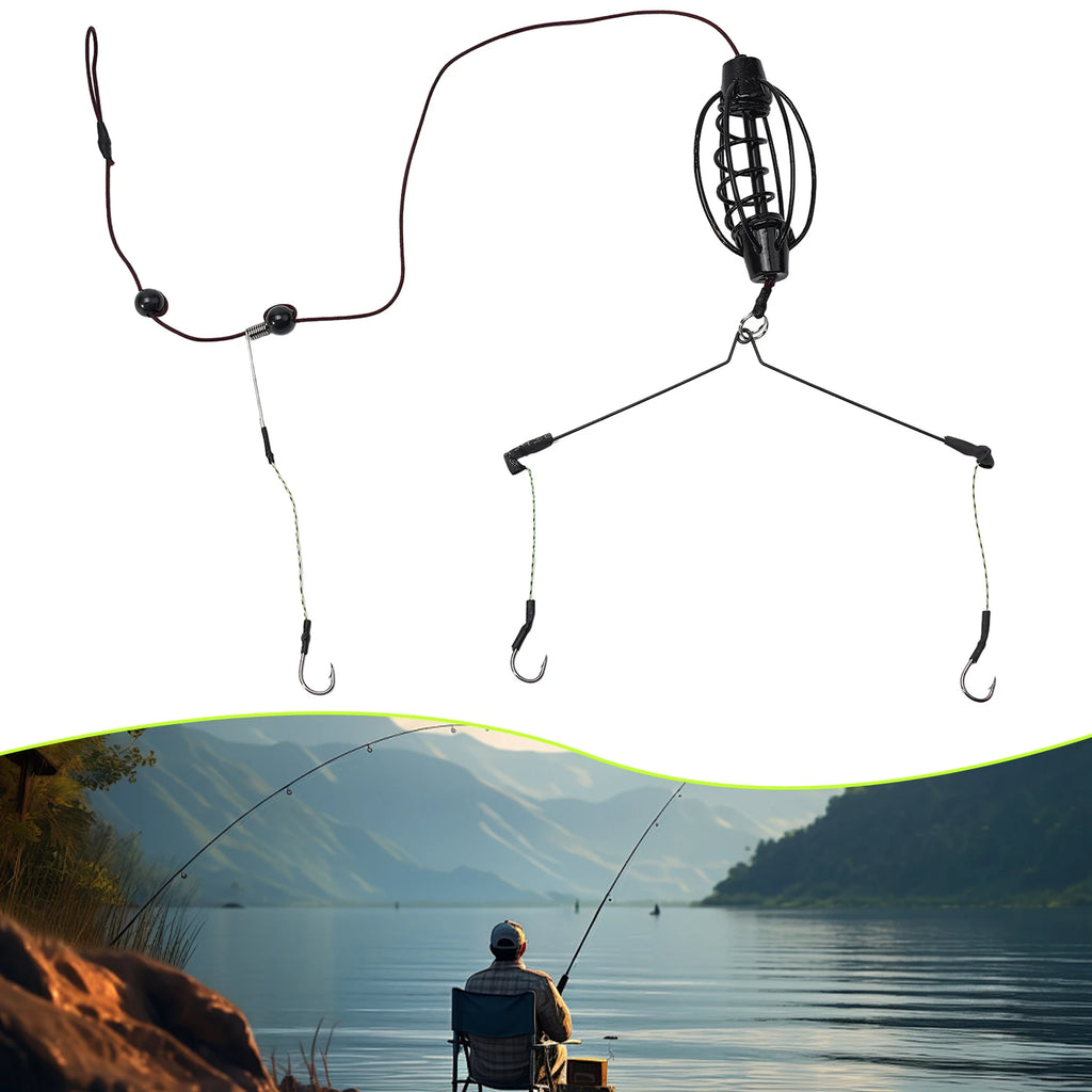 1PCS Carp Fishing Feeder European Carp Fishing Cages Hook Rig Set Inline Method Feeder Tackle Nest Spring Hook Fishing Equipment Oasis Select 60g