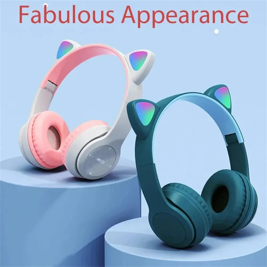 P47M Wireless Bluetooth Headset Gamer Cat LED Light Waterproof Noise Cancelling Earbuds Wireless Headphones Bluetooth Earphones Oasis Select