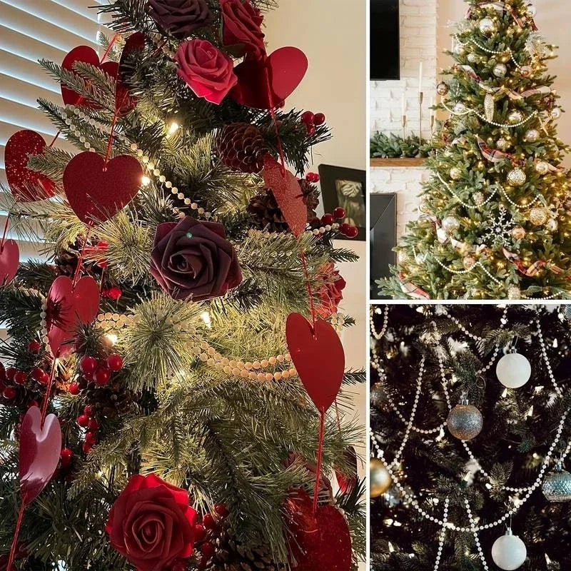 25M 6MM Bead Ball Chain Craft Pearls String Faux Pearl Garland Spool Roll Strand Wedding Party Christmas Tree Decorations Oasis Select