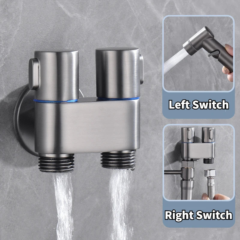 Toilet Cleaning Bidet Toilet Sprayer Set Water Portable Handheld Bidet Sprayer Shower Double Outlet Angle Valve Accessories Oasis Select