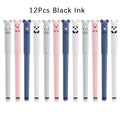12pcs Animals Panda Erasable Gel Pen 0.5mm Blue Black Erasable Pen Refills Rods Washable Handle School Supplies Stationery Oasis Select 12pcs black ink