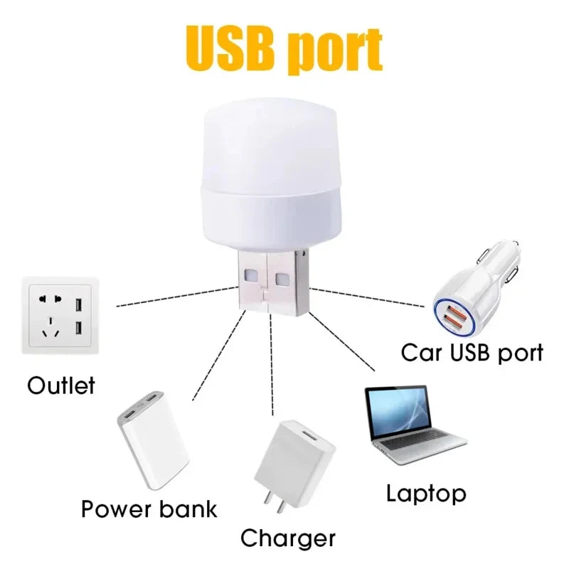 3/6/9/12pcs Reading Light USB Night Light Warm White LED Plug-In Light Bulb Portable Home Environment Light Energy-Saving Oasis Select