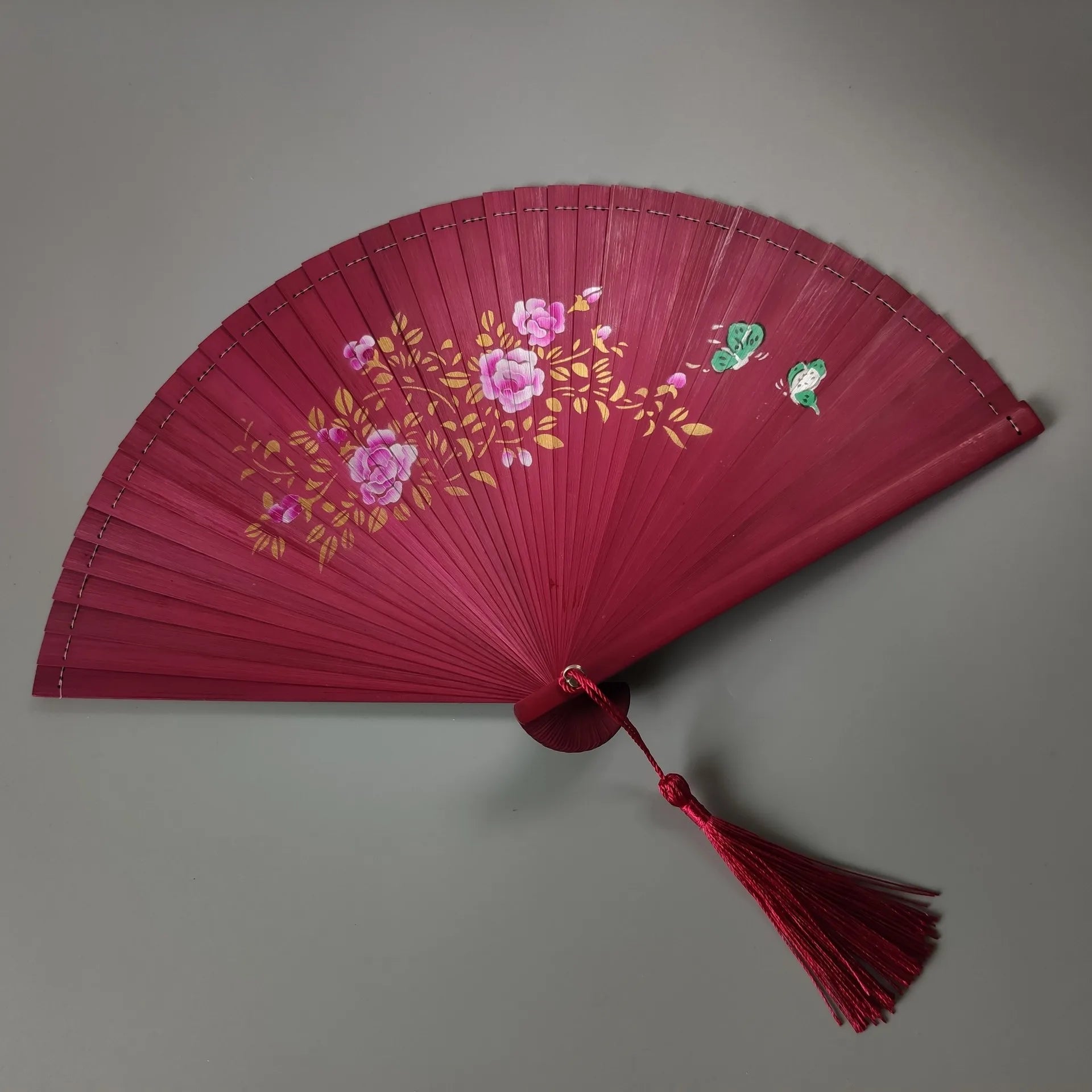 All bamboo spray painting fan high-end fine painting dance fan hollow carving folding fan Oasis Select 12